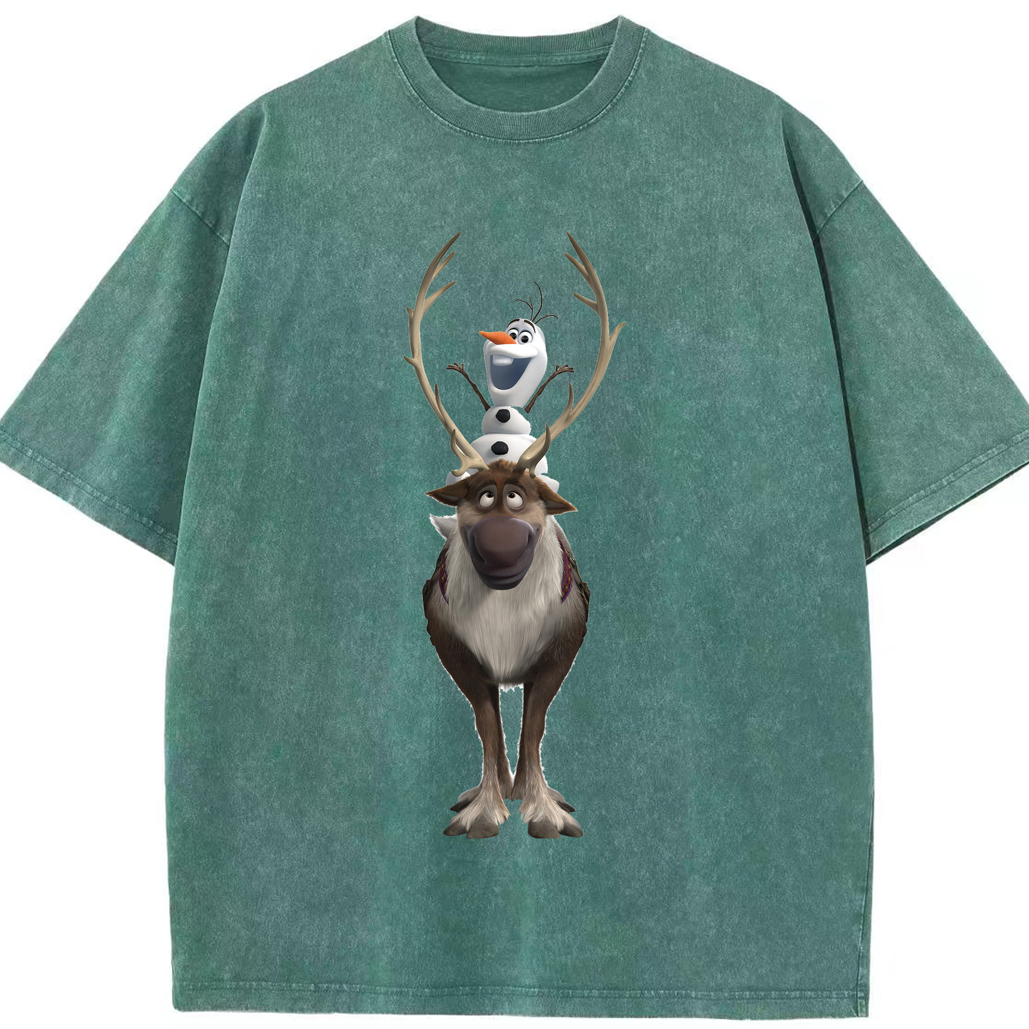 （画像用） アナと雪の女王 アンナ エルサ Frozen Anna Elsa 綿100% ヴィンテージ風 半袖Tシャツ（フロントプリント）